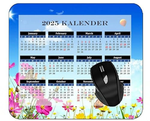 YENDOSTEEN 2026 Kalender-Mauspad,rechteckig,Gaming-Mauspads,Blumen Himmel Schmetterlinge Luftballons Mauspad für Laptop,Computer,Büro,Schreibtischzubehör