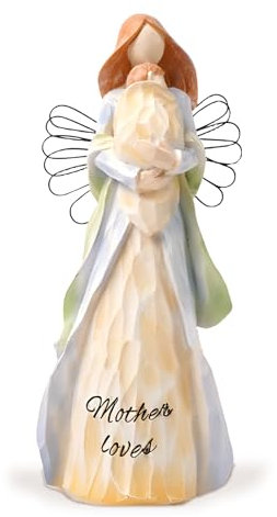 Tuzsocr Engel Figur - Betender Engel, Schutzengel-Statue, Engelstatue hält EIN Herz in der Hand, Liebe Heilender Harzfigur Sammelfigur, für Office Desktop, Moderne Dekoration, Raumdekoration (Stil 4)