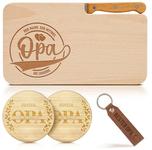 Einzigartige Geschenkidee für Opa: Holz Frühstücksbrettchen mit Gravur - Perfekt 5 Teiliges Set für Weihnachten