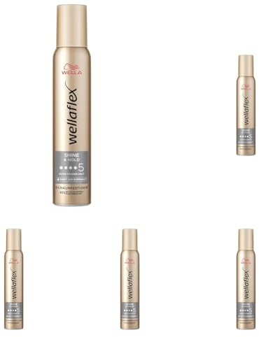 Wellaflex Schaumfestiger Shine & Hold | Haarschaum für 24h starken Halt ohne Verkleben | kopfhautschonende, silikonfreie Formel für mehr Haarglanz | mit UV-Schutz | Haltegrad 5 | 200 ml