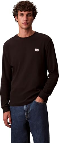 Calvin Klein Herren Langarmshirt Waffle Badge Tee mit Rundhalsausschnitt