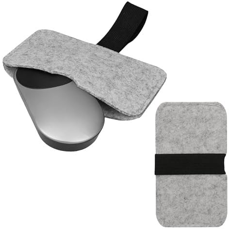 kwmobile Tasche kompatibel mit Apple Magic Mouse 1 / Magic Mouse 2 / Logitech Pebble Wireless Hülle - Filz Cover für Computer Maus - Schutzhülle für PC Mouse Hellgrau Schwarz