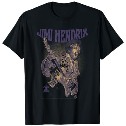 Jimi Hendrix Playing Guitar Purple Yellow T-Shirt