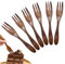 Forchette di legno per bambini, 6 PZ Tre Denti Torta Forchette Dessert per Cucina Ufficio Campeggio