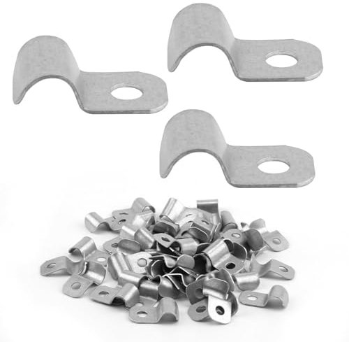 50 Piezas Abrazaderas Metálicas en U para Tubos, Grapas para Cables Pared, Acero Inoxidable 304, Abrazadera de Cable Pequeña para Fijación de Cables y Tuberías Ø 6-7mm