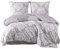 ZIRVEHOME Bettwäsche-Set 200x220 cm dreiteilig Baumwolle Bettbezug Grau Barockstill weiß geblümt. TabulaV1