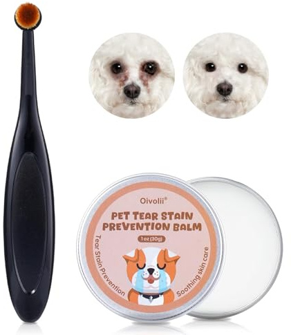 Oivolii Baume Anti-Taches de Larmes pour Chiens et Chats avec Pinceau Professionnel – Soin Naturel des Yeux, Nettoie en Douceur, sans Irritation, 30 g