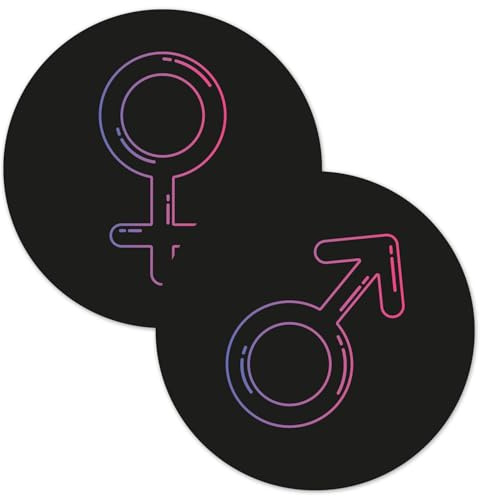 younikat WC Aufkleber 2er Set Geschlechter Symbole Ø 10 cm - you0051 | Frau Mann, schwarz, selbstklebend, witterungsbeständig, vergilbungsfrei, UV-beständig