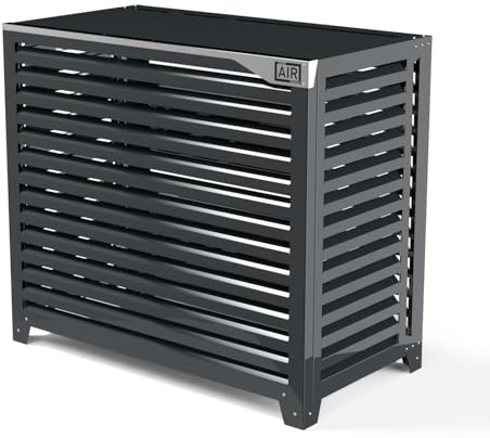 Box Air Klima Big Blade XXL Antracite – Abdeckung für Klimaanlage aus Aluminium-Verbund & INOX 316, zur Bodenmontage, 135×120×72 cm – Verkleidung für große Geräte
