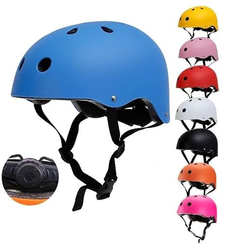 Multifunktionaler Sporthelm für Kinder & Erwachsene – Verstellbarer, belüfteter Schutzhelm für Fahrrad, Skateboard, Inlineskates, Balance-Bike und Eislaufen (Blau, M(52-57cm))