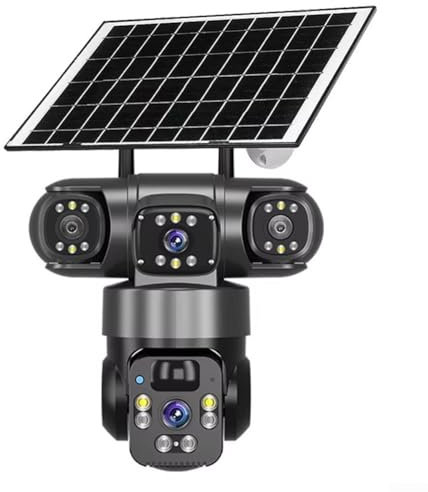 Jotekonoby 4K Solar Powered Security Camera Wireless Outdoor 360° PTZ Dual Lens Color Night-Vision 8000MAh Battery PIR Motion Sensor IP66 Waterproof(Black)