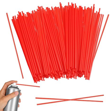 100PCS Spray Can Straws Replacement 4.7in Spray Tube Bottle Extension Straw Red Plastic Tips Aerosol Sprayer Nozzle Extension Tubes for Narrow Space Paint Lubricate Cleaner