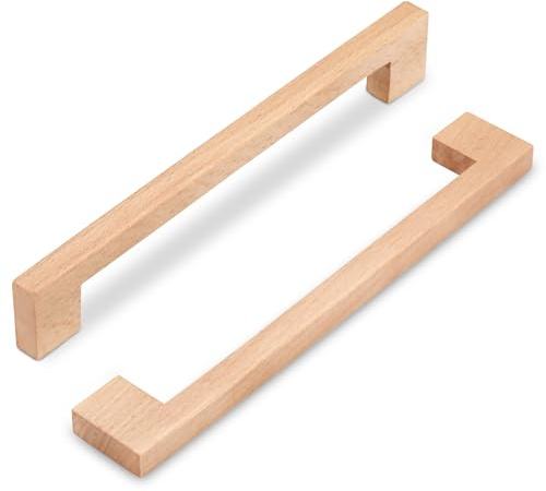 SYZOW 6 Stück Schubladengriff aus Holz, Möbelgriffe Holz 160mm Lochabstand (Buche)