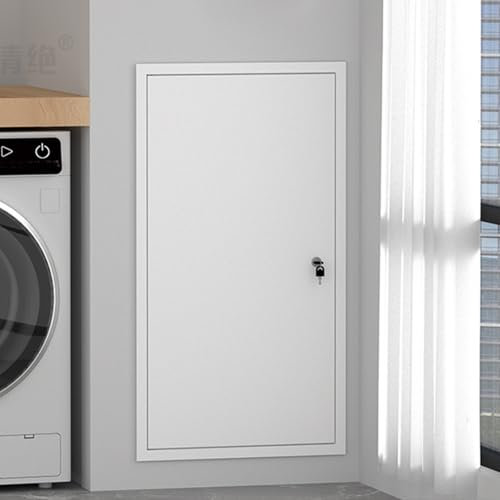 Trampilla Pladur Puerta de acceso a techo y pared de aluminio con cerradura, puerta de acceso a ático blanca reforzada con pestillo, panel decorativo y de fácil instalación para hueco de servicio.(20x