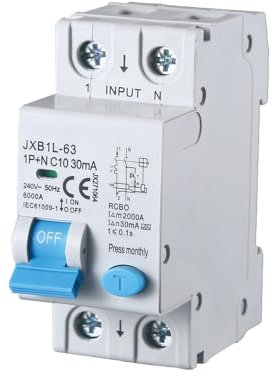 gloca Interruttore Magnetotermico Differenziale 1P+N 30mA 220V 6KA 2 Moduli DIN Classe A (10 Ampere)