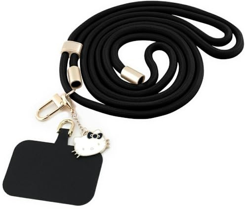 CG MOBILE Hello Kitty Patch & Kittykopf-Handyanhänger Universal-Handyband (Schwarz)