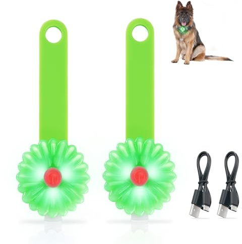 Dokkita Hundelicht, Blinklicht Schulranzen Kinder 2er, Sicherheits LED Blinklicht für Hunde - Katzen, USB-C Wiederaufladbar LED Licht Leuchthalsband Hund, Licht für Jogger -Walker-Grün
