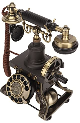 Fockety Antikes Tischtelefon, Vintage Classic Dial SCHNURGEBUNDENES Festnetzelefon MIT Klassischer Metallglocke, Handapparat MIT WÄHLSCHIBE SCHNURGEBUNDENES Tischtelefon für Zuhauau