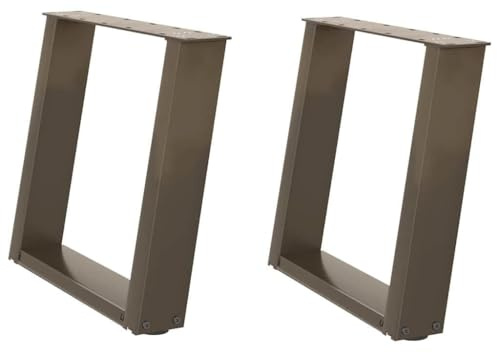 Hoopleep Lot de 2 pieds de table basse en forme de U - En acier naturel - 50 x 43 cm - En métal réglable - Pour projets de meubles de bricolage - Base stable pour salon