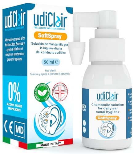 Isotonisches Ohrenspray 50 ml - UdiClair SoftSpray - Tägliche Hilfe zur Entfernung von Ohrenschmalz - Einfache Anwendung mit vernebeltem Strahl Made in Italy