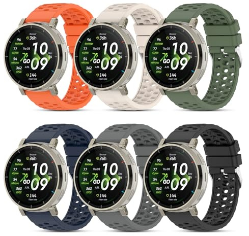 CHULN 6 Stücks 20mm Silikon Armband Kompatibel Für Amazfit Active 3 Premium/Active 2/2 Square/Active/GTR Mini/GTS 4/GTS 4 Mini/Bip 3 Pro, Einstellbares Sport Ersatzarmband für Smartwatch.
