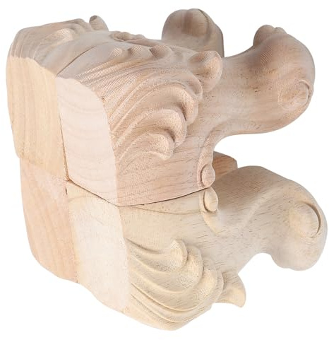 AMUSLESUR Holz Möbelfüße 4 Stück Massivholz Tischbeine mit Geschnitztem Rosenmotiv Europäischer Stil für Sofas Kommoden und Wohnzimmertische