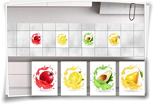 Medianlux Fliesenaufkleber Früchte Obst Mango Zitrone Birne Aufkleber Fliesen Kachel Dekor Küche Bad WC, 15x20cm