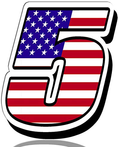 Biomar Labs® 1 x PVC Autocollant Drapeau National USA Américain Les États-Unis Sticker Départ Numéro 5 Course Racing Auto Motocross Motorsport Tuning N 305
