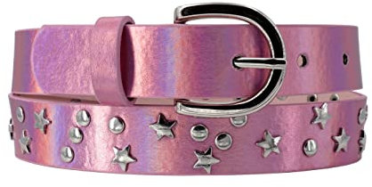 EANAGO Kindergürtel Mädchen | Gürtel >ROCKSTAR< für Kinder | Mädchengürtel mit robuster Metallschnalle, verstellbar | Stylischer Nietengürtel für Jeans & Röcke | für 6-15 Jahre | 57-62 cm
