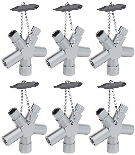ABSINA Universalschlüssel mit 6 Profile 6er Pack - Dreikantschlüssel Vierkantschlüssel Schaltschrankschlüssel Vierkant Dreikant - Universal Schlüssel für gängige Schränke & Absperrsysteme