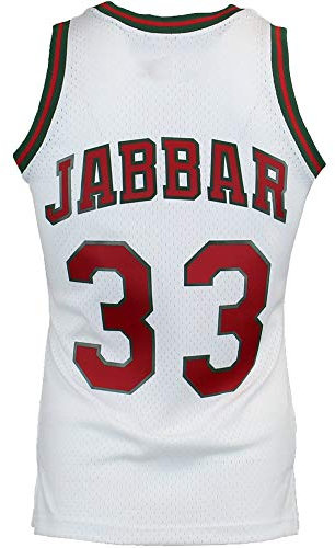 Kareem Abdul-Jabbar Milwaukee Herren Trikot 1971-72 Swingman, Weiss/opulenter Garten, Mittel