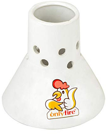 Onlyfire Ceramic Beer Can Chicken Holder, Ceramic Chicken Roaster Rack, Vertical Poultry Chicken Cooking BBQ Accessories Great for Grill, Oven or Smoker