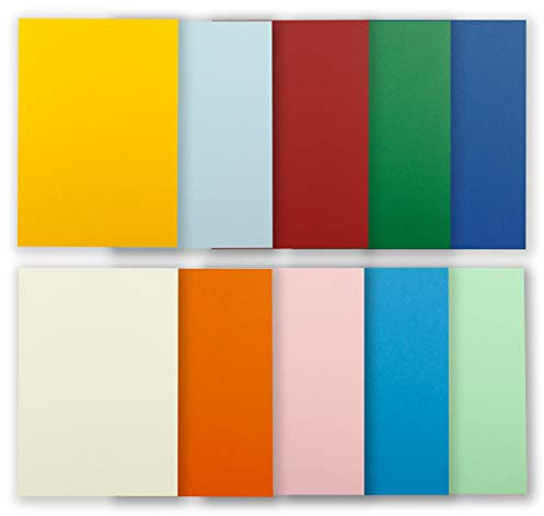 Glüxx Agent 250 Blatt Tonkarton DIN A4 - Bunt 10 Farben Hell - 240 g/m² dicker Bastelkarton - 21,0 x 29,7 cm Pappe zum basteln für Fotoalbum Menükarte Bedruckbar DIY kreativ sein