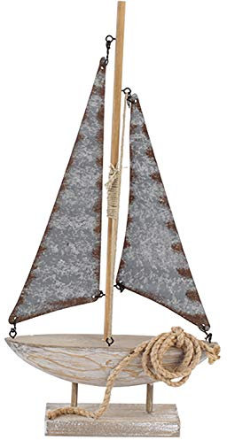 maritime Holz Serie grau-weiss ┼ Schiff/Segler ┼ Leuchtturm ┼ Rettungsring ┼ Bilderrahmen ┼ Deko - Nautic (Schiff Holz/Blech 38cm)