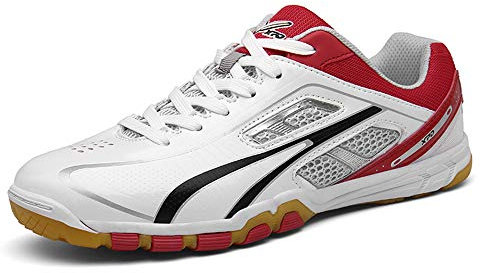 Tischtennisschuhe, Atmungsaktive Badmintonschuhe No-Slip-Athleticsneakers Bequeme Squash-Schuhe Für Frauen Und Männer,Weiß,41