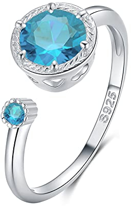 Qings Geburtsstein Ring Dezember Ringe Silber 925, Gburtsstein Statement Ring Damen Silber 925
