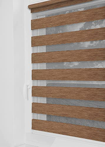 Tom'Shop Tom'Shop® Doppelrollo DuoRollo (Holzlook Gold 85cm x 150cm) Duo Rollos für Fenster Klemmfix ohne Bohren mit Klämmträger Fensterabdeckung Fensterrollo leichte Montage