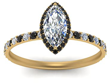 CaratYogi Wunderschöner 18 Karat vergoldeter Marquise-Ring mit schwarzem Onyx-Krappen zum Valentinstag, Hochzeitsversprechen, Geburtstagsgeschenk für Mädchen und Frauen 70