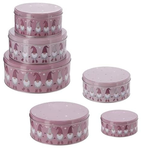 Brandsseller 3er Set Plätzchendosen aus Metall – stapelbare, runde Keksdosen mit Deckel - lebensmittelechte Aufbewahrungsdosen für Gebäck, Kekse & Weihnachtsplätzchen – Wichtel