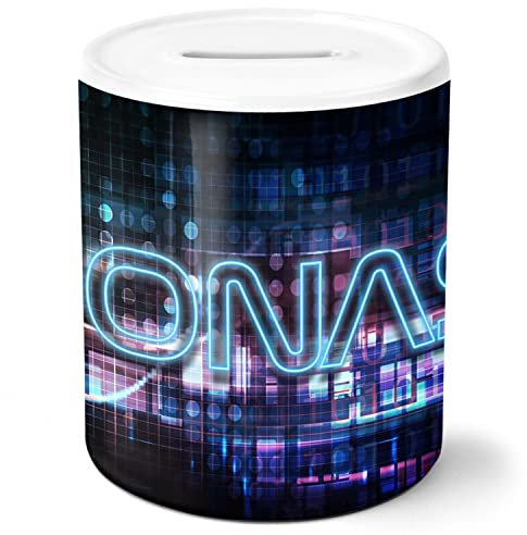 timalo® Gamer Spardose personalisiert mit Namen | Personalisierbares Gaming Geschenk Sparschwein Geschenkidee | Neon Blau 3D | spardose-gamer-50