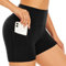 SIMIYA Radlerhose Damen Kurze Sporthose mit Tasche, High Waist Kurze Hose Leggings Bauchweg Hotpants Sommer Shorts Boxershorts Unterhosen （Schwarz，S）