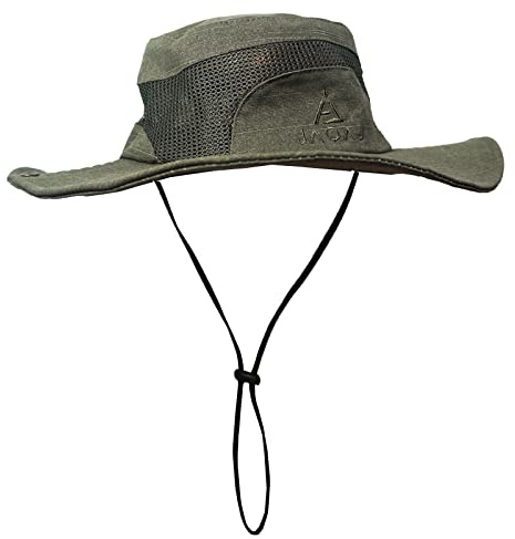 JAOAJ Mens Sun Hat Wide Brim Summer Safari Hat,Cotton Fishing Boonie Hat UV Hats,Breathable Mesh Bucket Gardening Hats with Adjustable Chin String