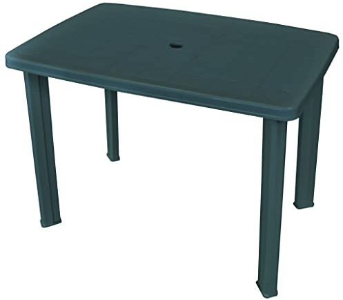 FIRBNUS Gartentisch Grün 101 x 68 x 72 cm aus Kunststoff Gartentisch Kunststoff Balkontisch Gartentisch mit Loch für Sonnenschirm ideal für Garten Terrasse