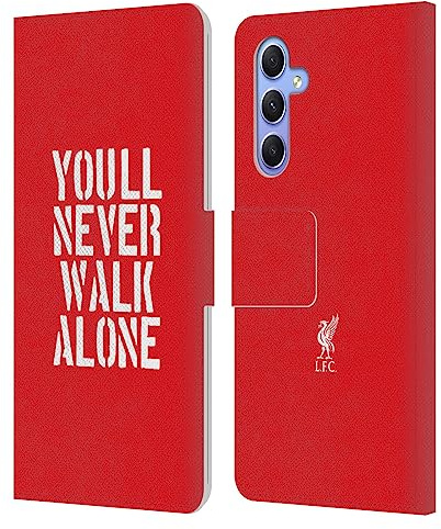 Head Case Designs Offizielle Liverpool Football Club Stencil Rot Liver Bird YNWA Leder-Wallet-Hülle Kompatibel mit Samsung Galaxy A34 5G