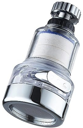 Wasserfilter Wasserhahn 360° drehbar Wasserhahn Filter mit 6 Stück PP-Baumwollfilterelement Wasserhahn Entkalker Aufsatz zur Wasserhahnverlängerung in Küche, Bad etc -1