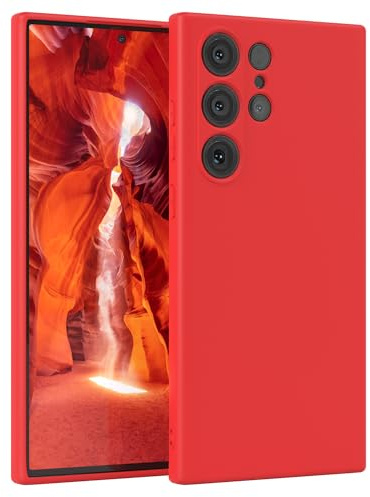 EAZY CASE - Silikonhülle für Galaxy S23 Ultra Hülle Silikon Case Rot weich stoßfeste Handyhülle Schutzhülle mit Kameraschutz Dünn Premium Schutz Cover TPU Phone Bumper in Mattrot