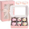 TsunNee 20 Stück Cupcake Boxen 6 Löcher Kuchenboxen mit Einsätze, Papier Cupcake Träger, Papier-Bäckerei-Boxen für Weihnachten Geburtstag Babyparty Hochzeit (Rosa, 23,5 x 16 x 7,5cm)