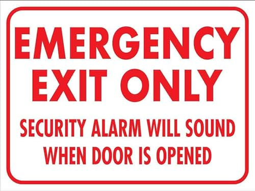 L'Alarme De Sécurité Pour Sortie De Secours Uniquement Retentit Lorsque La Porte Est Ouverte Panneau D'Avertissement Affiche Poster Plaque Plaque Étain Signe Métallique Panneau 20X30cm