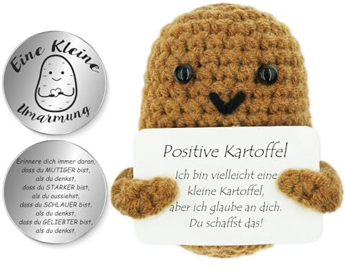 Tixlux Pocket Hug Positive Kartoffel, Kreative Strickwolle Kartoffel Puppe und Kleine Umarmung Glücksbringer (Silber), Gute Besserung, Mutmacher Geschenk, Geschenk zum Schulabschluss