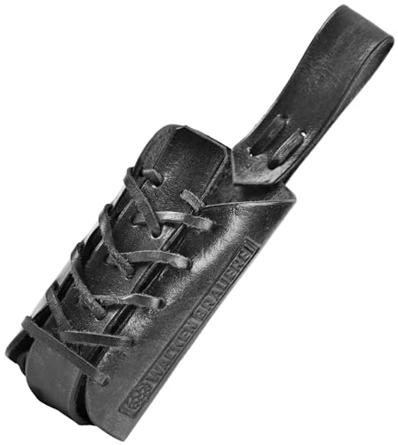 WACKEN BRAUEREI Bierflaschenhalter aus Leder mit geprägtem Logo/Bier-Holster/Flaschenhalter/Dosenhalter/Becherhalter (Schwarz)